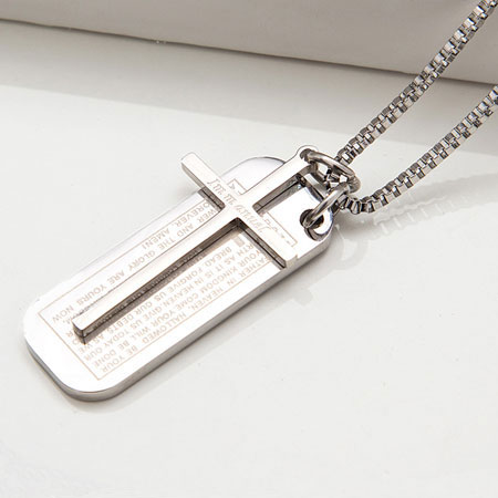 Christian Cross Shield Titanium Dog Tag Necklace for Men & Women ...