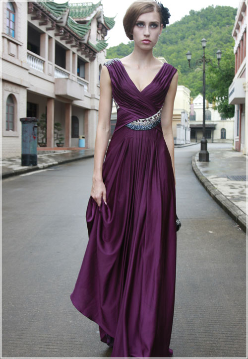 Vestidos de fiesta formales nobles - Vestido de ocasión púrpura
