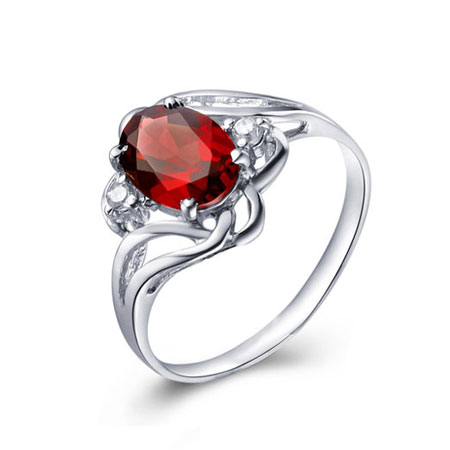 Eleganti anelli di fidanzamento con rubino in argento sterling economici per le donne