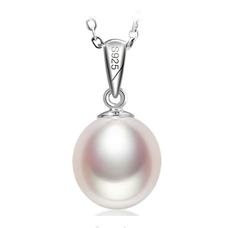 Collar de plata de ley con una sola perla para mujer